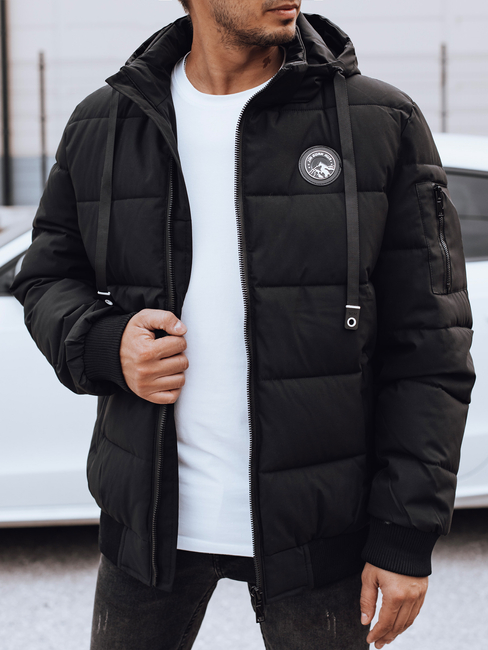 Herren Steppwinterjacke mit Kapuze schwarz Dstreet TX4681