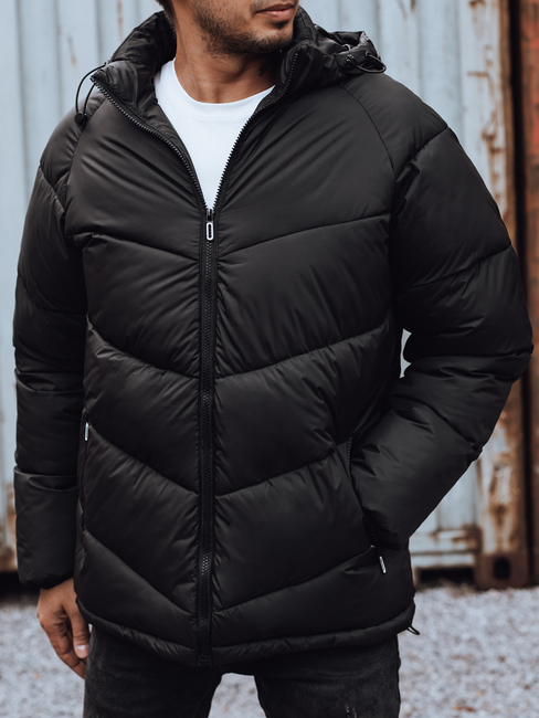 Herren Steppwinterjacke mit Kapuze schwarz Dstreet TX4835