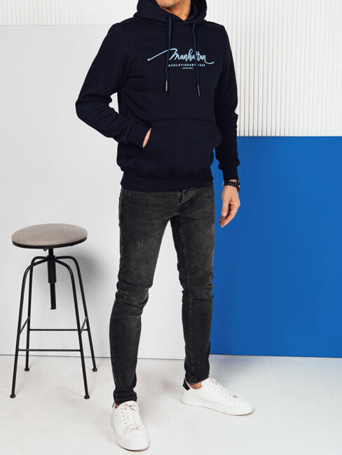 Herren Sweatshirt mit Aufdruck Farbe Dunkelblau DSTREET BX5704