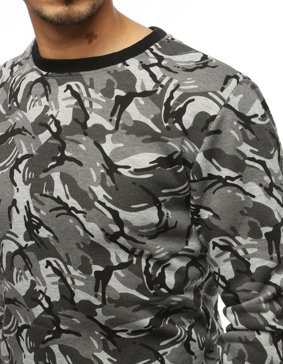 Herren Sweatshirt ohne Kapuze mit Motiv Grau BX4266