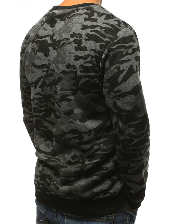 Herren Sweatshirt ohne Kapuze mit Motiv Schwarzgrau BX3677
