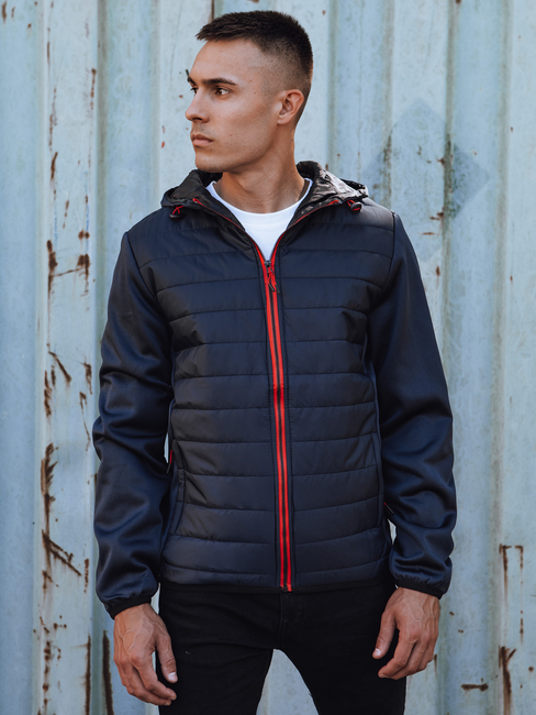 Herren Übergangsjacke mit gesteppter Kapuze navy blau Dstreet TX4861