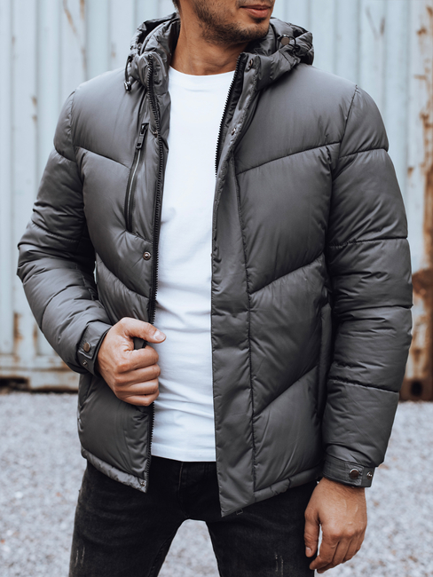 Herren Winterjacke mit abnehmbarer Kapuze grau Dstreet TX4834