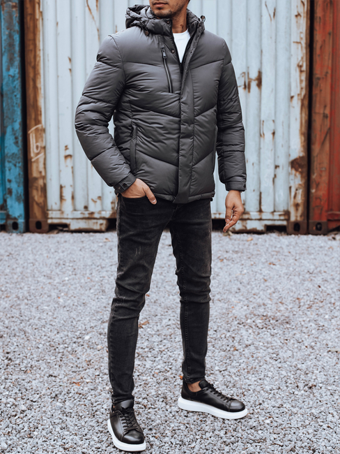 Herren Winterjacke mit abnehmbarer Kapuze grau Dstreet TX4834