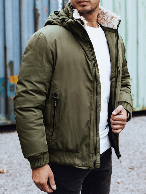 Herren Winterjacke mit abnehmbarer Kapuze grün Dstreet TX4836