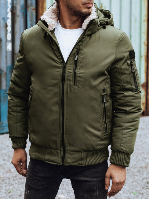 Herren Winterjacke mit abnehmbarer Kapuze grün Dstreet TX4836