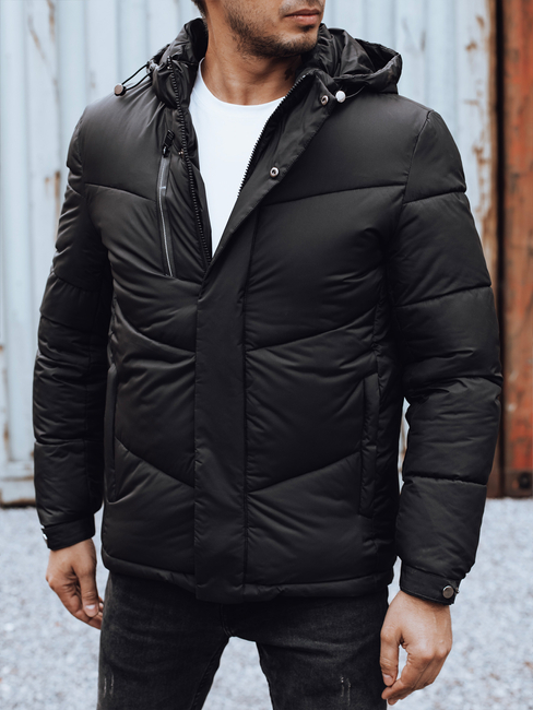 Herren Winterjacke mit abnehmbarer Kapuze schwarz Dstreet TX4833