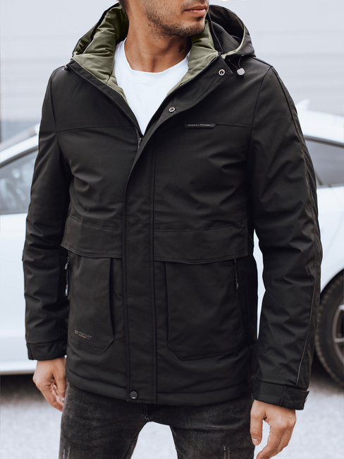 Herren Winterjacke mit abnehmbarer Kapuze schwarz Dstreet TX4904