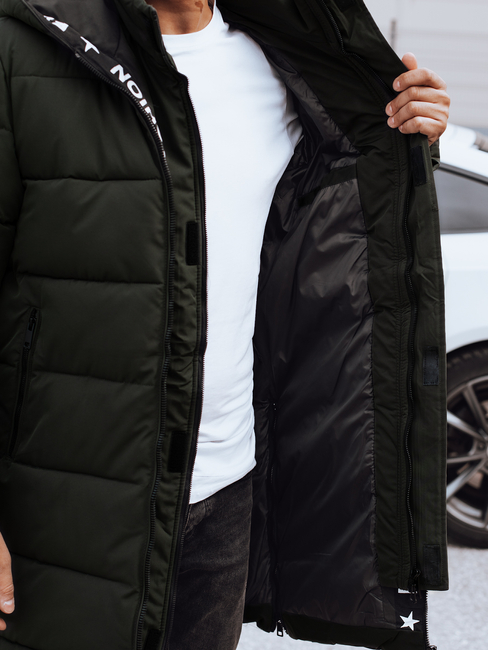 Lange Herren Winterjacke mit Kapuze gesteppt grün Dstreet TX4878