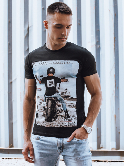 Schwarzes Herren-T-Shirt Dstreet RX5549