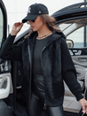 Damen Alpaka Kurzjacke KATHERINE mit Kapuze schwarz Dstreet NY0672_2