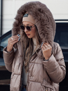 Damen FROSTYFIT gesteppte Winterjacke mit Kapuze dunkelbeige Dstreet TY4678_2