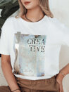 Damen T-shirt mit Aufdruck CREATIVE Farbe Weiß DSTREET RY2609_2