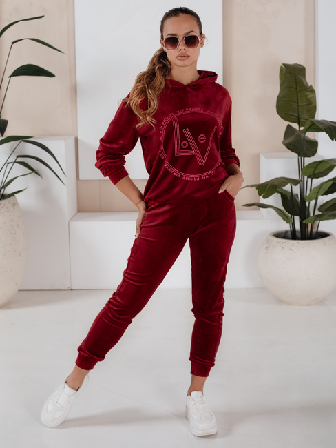 Damen Veloursanzug VIP PRIVATE Farbe Weinrot DSTREET AY0869