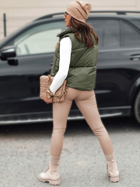 Damen LEOVELLA Übergangsweste kurz gesteppt Zwei-Wege-Weste grün Dstreet TY5496