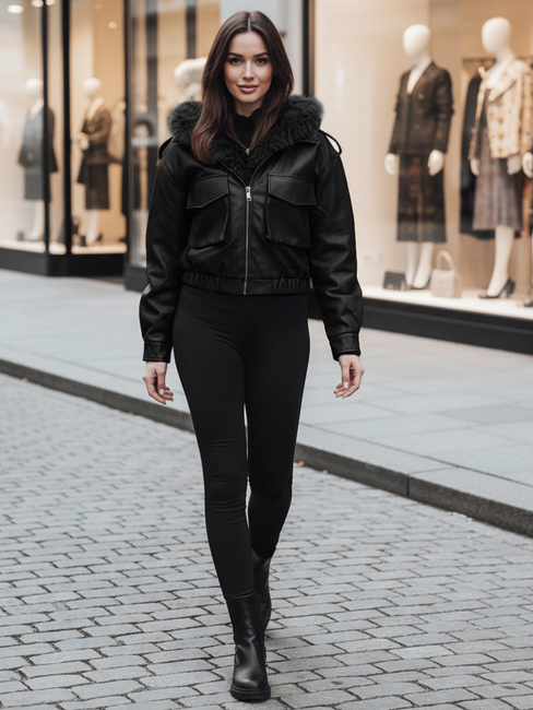 Damen Lederjacke mit Fell SOFTREBEL schwarz Dstreet TY4762z