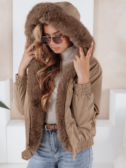 Damen Winterjacke VESSADA kurz mit Fell beige Dstreet TY5060