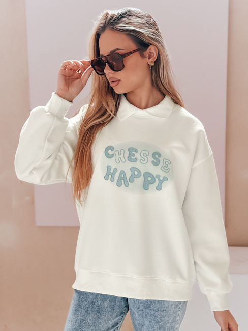 Damen Sweatshirt in Übergröße bedruckt HAPIRES weiß Dstreet BY1484