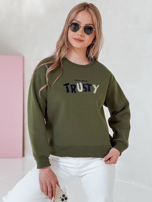 Damen Sweatshirt in Übergröße mit Stickerei SOFTRUS grün Dstreet BY1409