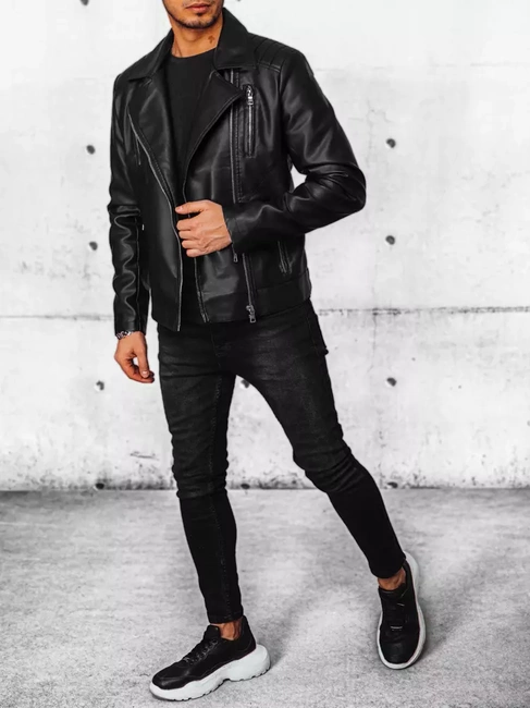 Herren Kunstlederjacke Farbe Schwarz DSTREET TX4385