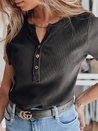 Damen Einheitsgröße gerippte Bluse KISS LOOK schwarz Dstreet RY2833