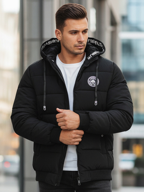 Herren Steppwinterjacke mit Kapuze schwarz Dstreet TX5072