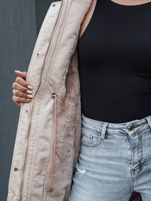 Damen Winter Parka Jacke mit Kapuze SNOWFALL beige Dstreet TY4490