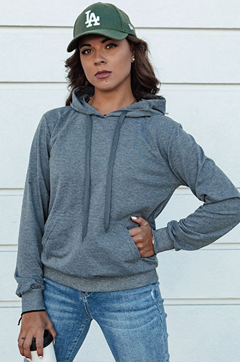 Dunkelgraues Damen-Kapuzensweatshirt LARA II Dstreet BY1334