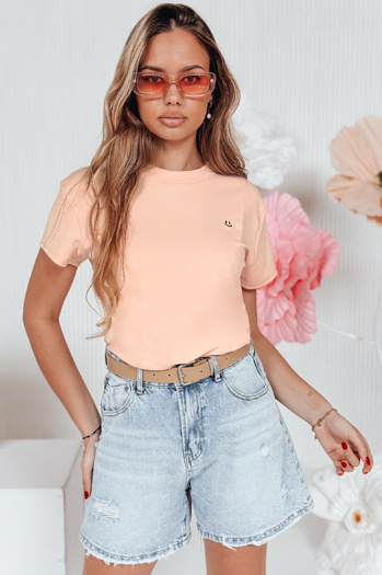 Geripptes Damen-T-Shirt SMILE FOR YOU rosa Dstreet RY2907