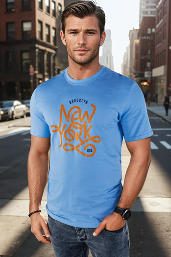 Koszulka męska z nadrukiem niebieska Dstreet RX5370