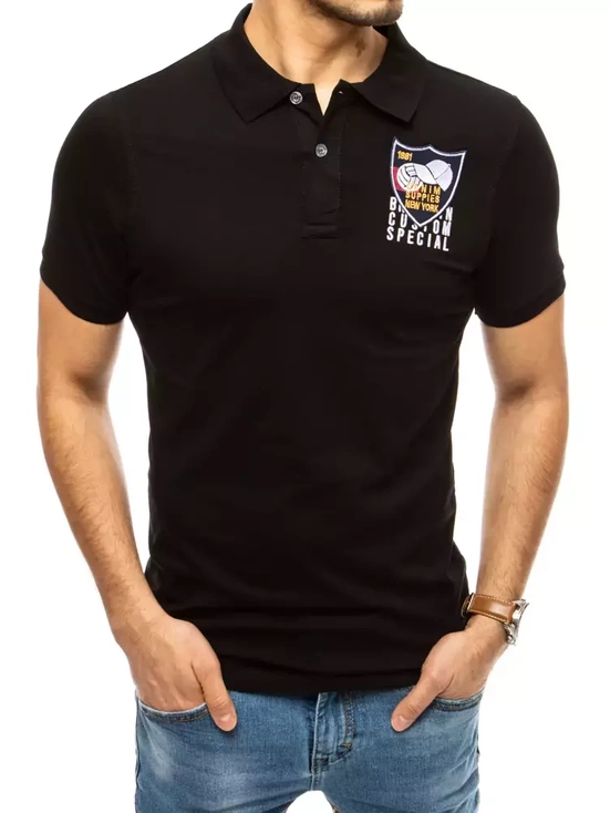 Herren Poloshirt mit Stickerei Schwarz Dstreet PX0389