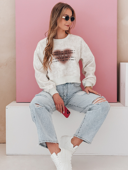 Damen Übergröße Tie-Dye Sweatshirt mit Herz DESSER grau Dstreet BY1466