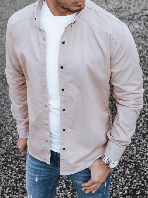 Herren Langarm Hemd Farbe Camel DSTREET DX2360