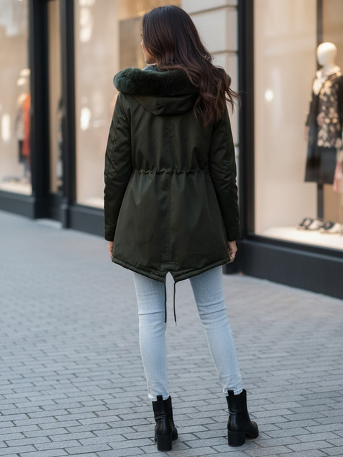 Damen Winter Parka Jacke mit Fell ERISS grün Dstreet TY4534z