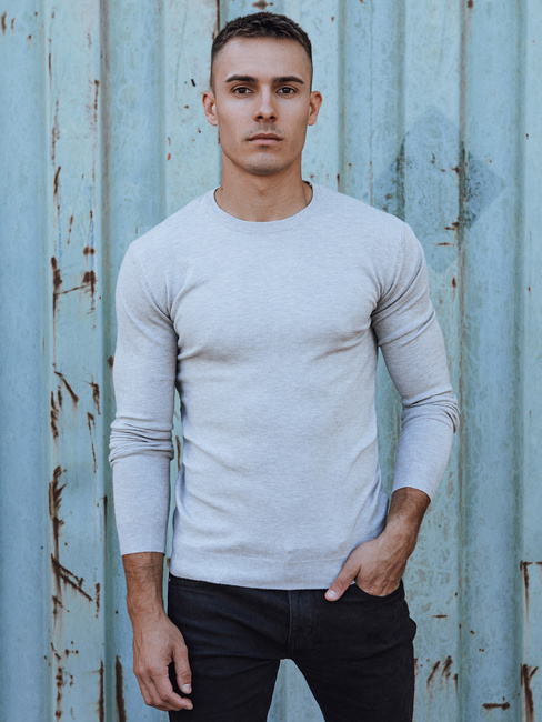 Klassischer Herren-Pullover hellgrau Dstreet WX2212