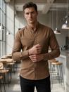 Herren Freizeithemd mit Stehkragen braun Dstreet DX2592