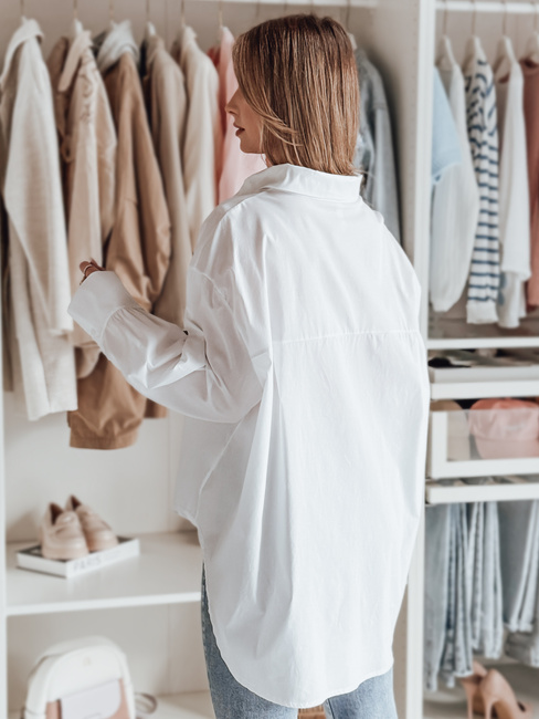 Damen Shirt in Übergröße mit längerem Rücken BLUOSIZE weiß Dstreet DY0457
