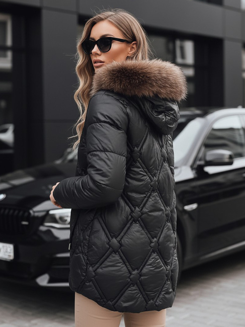 Damen Winterjacke mit Kunstpelz schwarz Dstreet TY5514