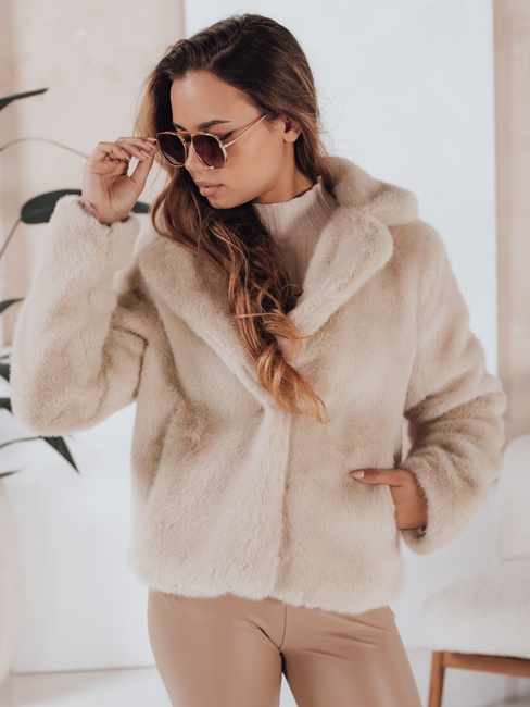 Damen Pelzmantel GLAMFLUFFY kurz beige Dstreet TY4984