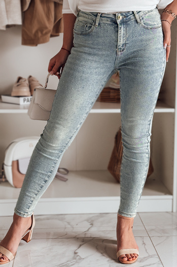 Damen Denim Skinny Hose mit GLAMSKIN Verzierung blau Dstreet UY2441