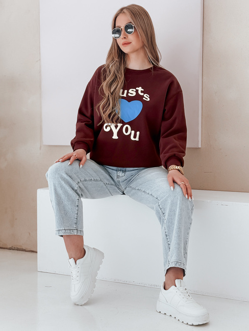 Bedrucktes Damen-Sweatshirt in Übergröße FEELME burgundy Dstreet BY1474