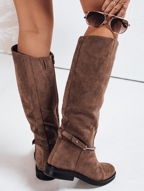 Braune Damenstiefel aus Wildleder Dstreet ZY1204