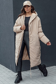 Lange Damen Winterjacke mit Kapuze MELVIN dunkelbeige Dstreet TY4509