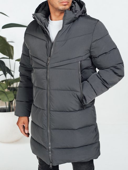 Herren Winterjacke mit Kapuze dunkelgrau gesteppt TX5071