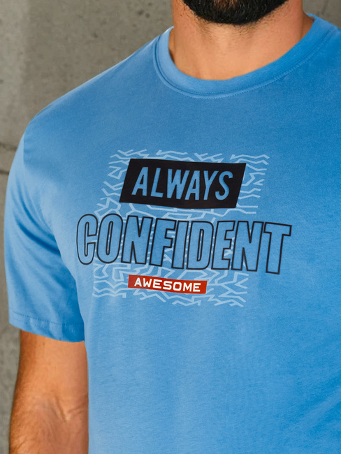 Herren T-shirt mit Aufdruck Farbe Blau DSTREET RX5408