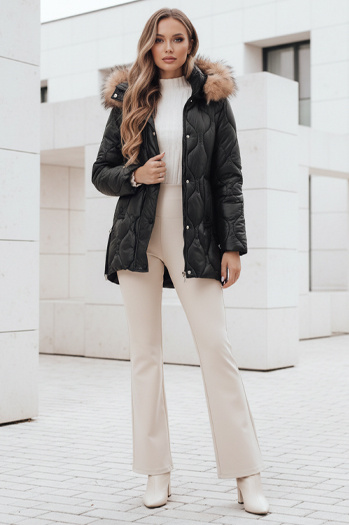 Damen Winterjacke LUMORE gesteppt mit Kapuze schwarz Dstreet TY5015