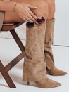 Damenstiefel aus Wildleder mit breitem khakifarbenem Schaft Dstreet ZY1099