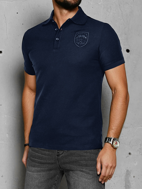Herren Poloshirt mit Aufnäher blau Dstreet PX0625
