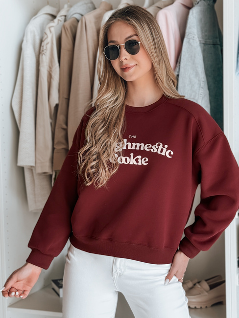 Damen Sweatshirt in Übergröße mit COOKIES Druck kastanienbraun Dstreet BY1445