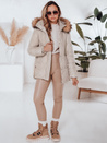 Damen Winterjacke LUMORE gesteppt mit Kapuze hellbeige Dstreet TY5012